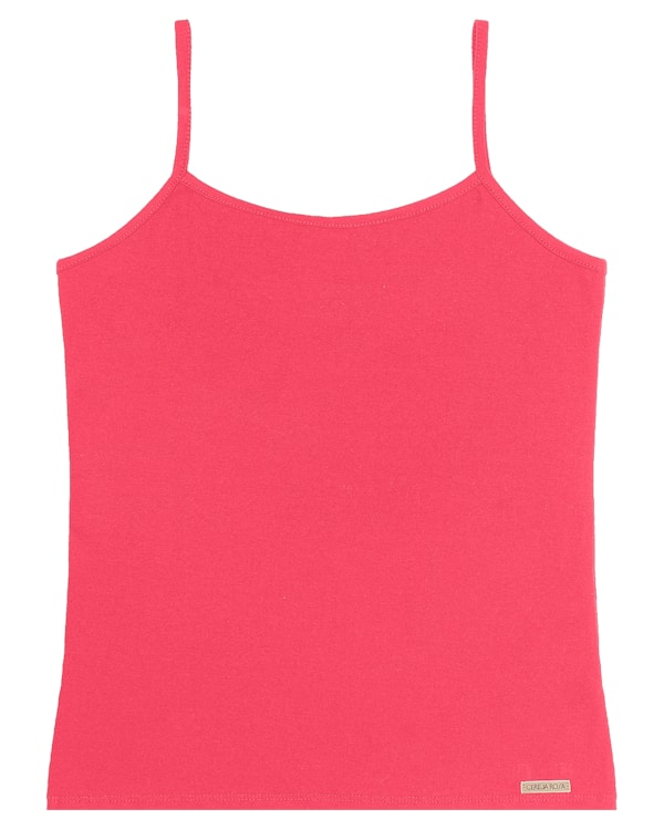 Blusa Básica Alças Finas em Cotton - Cereja Rosa - Rosa