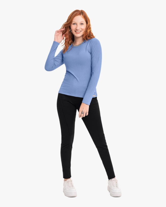 Blusa Básica Canelada com Manga Longa Cereja Rosa Nuvem-c5f8dc42-9cab-48b4-adef-216d08d2e680