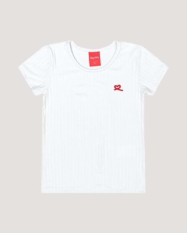 Blusa Básica Canelada Infantil Manga Curta - Kely Kety - Branco-0d9749ce-d194-4a75-b1ef-bf4f4feec7f7