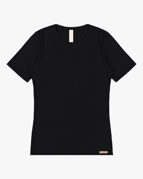 Blusa Básica Canelada Manga Curta - Cereja Rosa reto