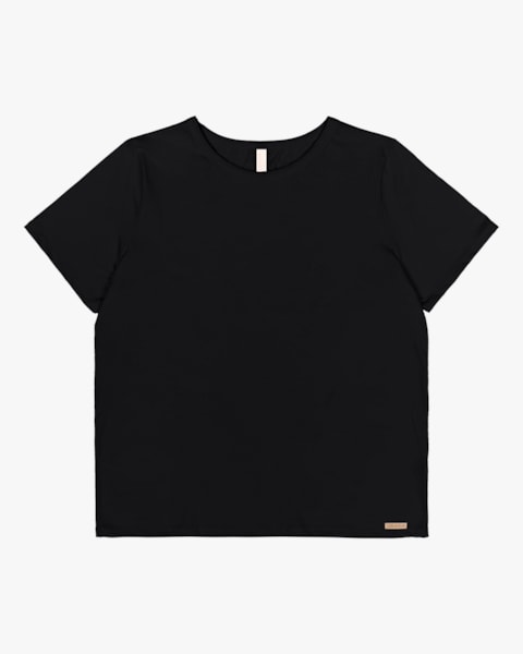 Blusa Básica Canelada Manga Curta Plus Size - Cereja Rosa reto