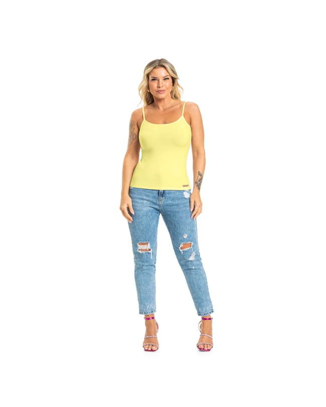 Blusa Básica com Alça Fina em Cotton Cereja Rosa-3bda3d59-9e28-4f1a-bacf-15fab768f75d