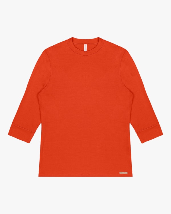 Blusa Básica com Manga 3/4 em Viscose Cereja Rosa Carrot