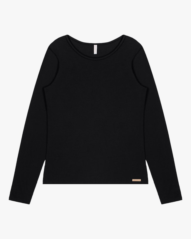 Blusa Básica com Manga Longa em Cotton Cereja Rosa Preto-96bcf1dc-9747-4548-a9cb-4c9d03c9626b