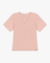 Blusa Básica Feminina em Ribana Canelada com Decote V - Cereja Rosa - Nude-f56088c2-7a76-4465-b684-fc2cee8a3eb0