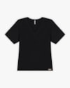 Blusa Básica Feminina em Ribana Canelada com Decote V - Cereja Rosa - Preto-db37602d-f042-4ffd-b8a5-0b38772855a4