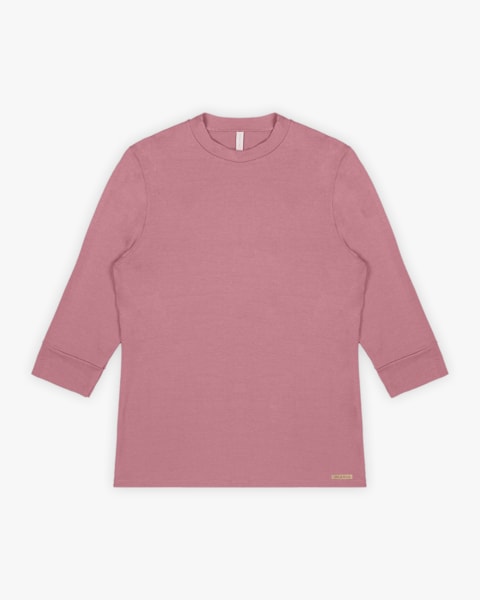 Blusa Básica Feminina Manga 3/4 em Viscose Crepe - Cereja Rosa - New Rose