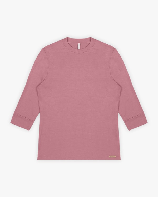 Blusa Básica Feminina Manga 3/4 em Viscose Crepe - Cereja Rosa - New Rose