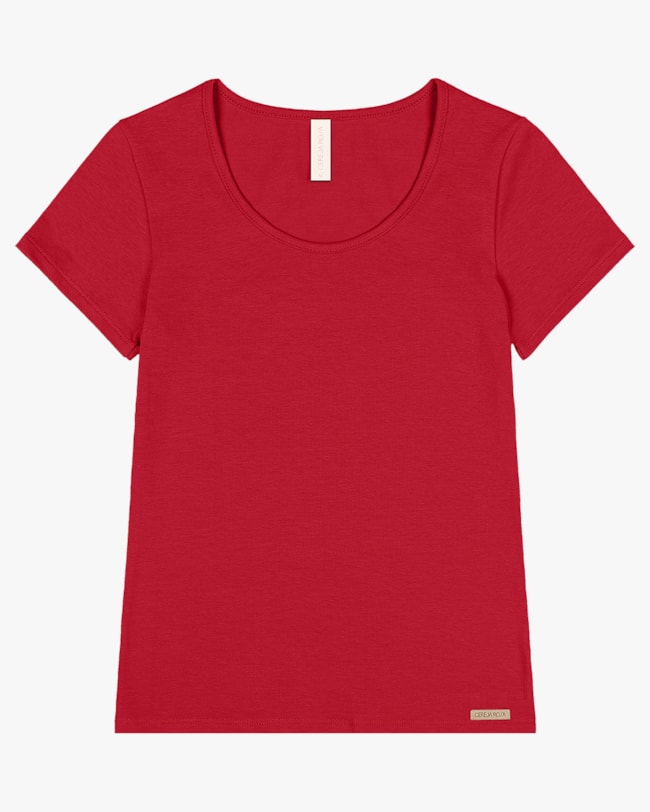 Blusa Básica Feminina Manga Curta em Cotton - Cereja Rosa - Tomato-d6fffbb8-f635-4ec6-a565-5784e3dc8836