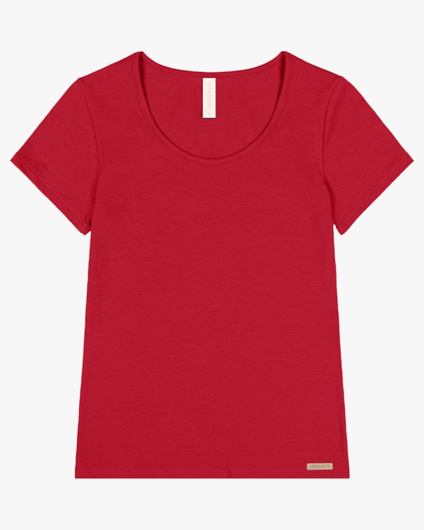Blusa Básica Feminina Manga Curta em Cotton - Cereja Rosa - Tomato