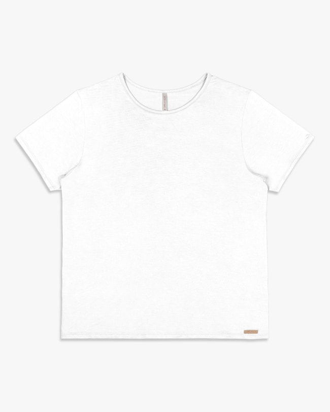 Blusa Básica Feminina  Manga Curta em Viscose - Cereja Rosa - Branco-18e62c6f-78c2-473b-8c2f-380318244fa5