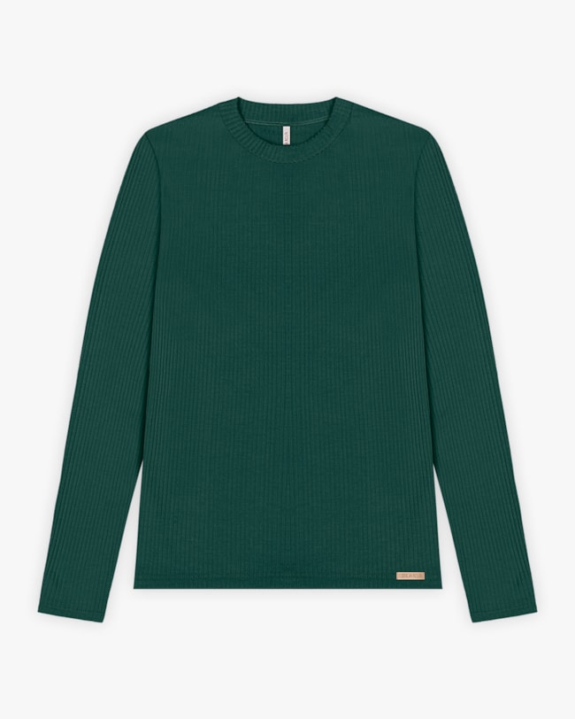Blusa Básica Feminina Manga Longa Canelada - Cereja Rosa - Verde Floresta-49123721-6611-4c9d-91cb-d422a5ed3b87