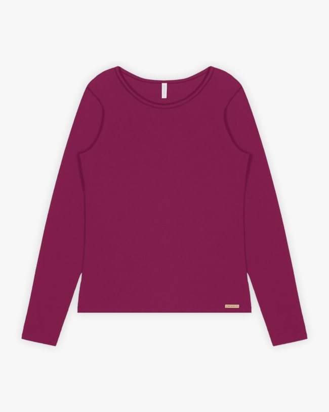 Blusa Básica Feminina Manga Longa em Cotton - Cereja Rosa - Marsala-cc03586a-d874-49c8-898b-d1d3821db099