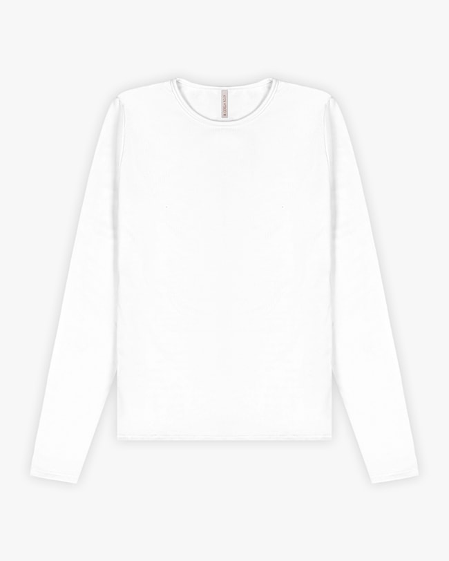 Blusa Básica Feminina Manga Longa em Malha Térmica - Cereja Rosa - Branco-35e228c0-0646-4375-b0b3-420ba411b7c3