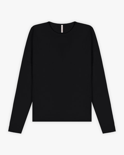 Blusa Básica Feminina Manga Longa em Malha Térmica - Cereja Rosa - Preto