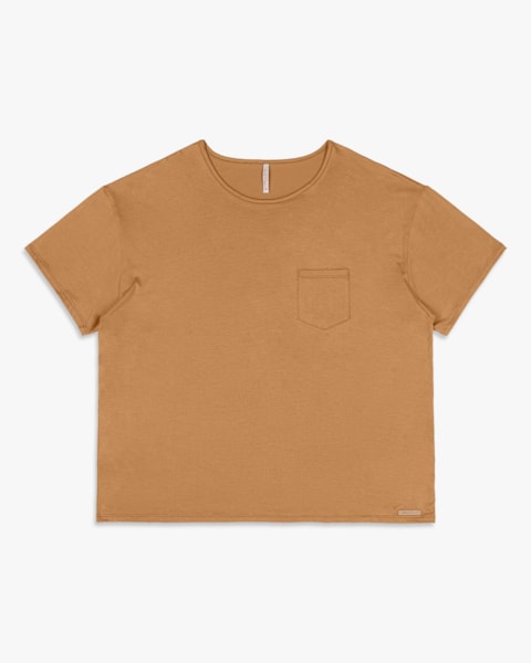 Blusa Básica Feminina Plus Size com Bolso - Cereja Rosa - Capim Dourado