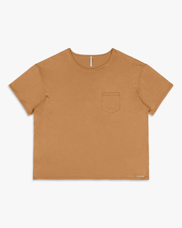 Blusa Básica Feminina Plus Size com Bolso - Cereja Rosa - Capim Dourado