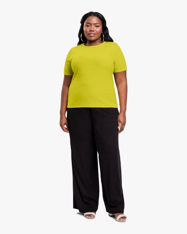 Blusa Básica Feminina Plus Size em Ribana Canelada - Cereja Rosa - Aspargo-136f1982-d350-48c4-819c-e02b3ddd33ca