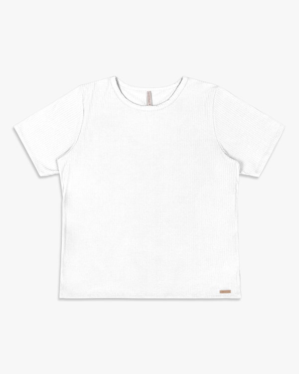 Blusa Básica Feminina Plus Size em Ribana Canelada - Cereja Rosa - Branco