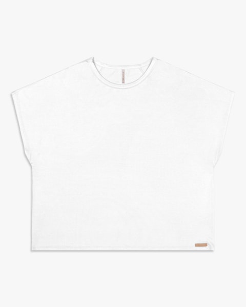 Blusa Básica Feminina Plus Size em Viscose - Cereja Rosa - Branco