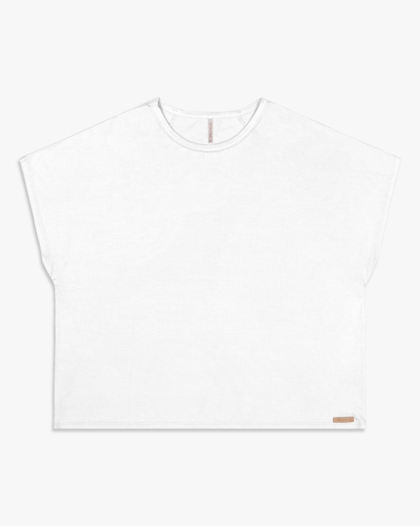 Blusa Básica Feminina Plus Size em Viscose - Cereja Rosa - Branco