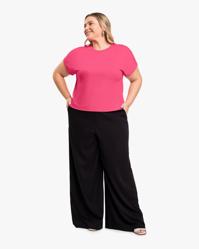 Blusa Básica Feminina Plus Size em Viscose - Cereja Rosa - Rosa-2bd2cc95-0094-4c4f-914f-9fce2d48a448