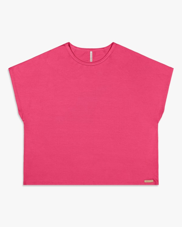 Blusa Básica Feminina Plus Size em Viscose - Cereja Rosa - Rosa