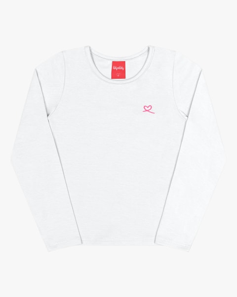 Blusa Básica Infantil em Malha Cotton Kely Kety- Branco