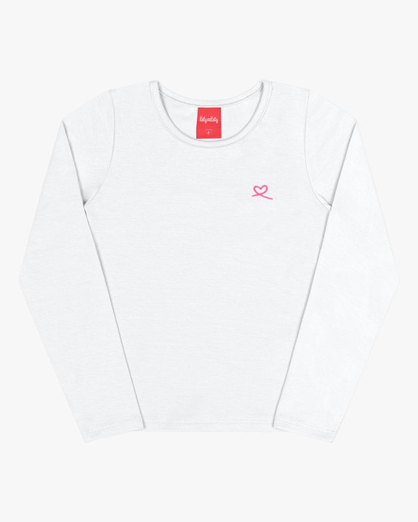 Blusa Básica Infantil em Malha Cotton Kely Kety- Branco
