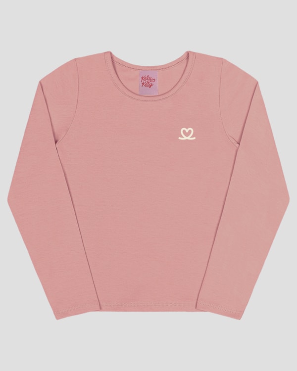 Blusa Básica Infantil em Malha Cotton Kely Kety- Rosa