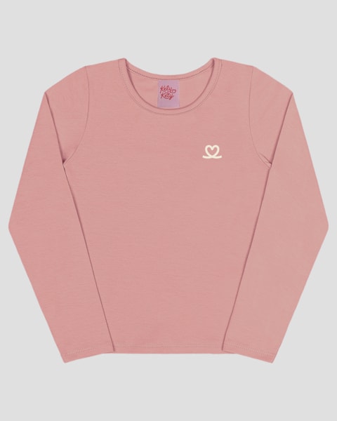 Blusa Básica Infantil em Malha Cotton Kely Kety- Rosa