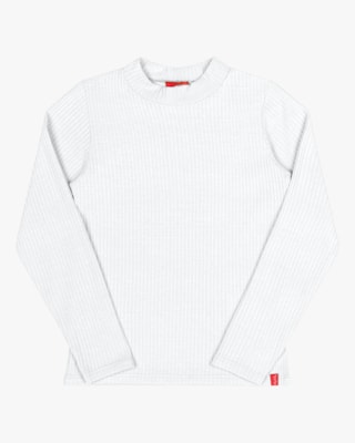 Blusa Básica Infantil em Ribana Canelada Kely Kety - Branco