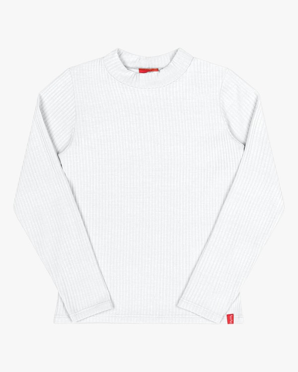 Blusa Básica Infantil em Ribana Canelada Kely Kety - Branco