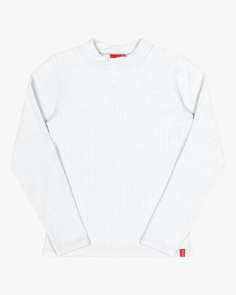 Blusa Básica Infantil em Ribana Canelada Kely Kety - Branco