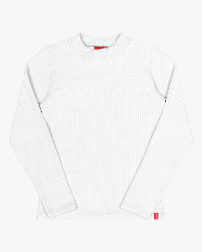 Blusa Básica Infantil em Ribana Canelada Kely Kety - Branco-d7d1b970-44be-47ef-8f90-cf3413d000ba