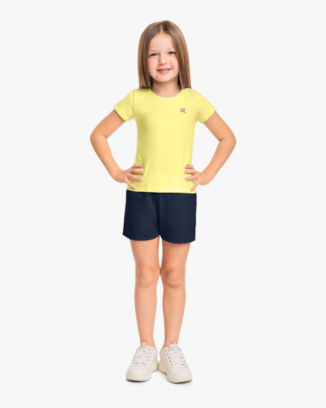Blusa Básica Infantil Manga Curta em Cotton - Kely Kety - Pinacolada-7bfab1a4-01be-4610-ad74-9b624769ab3a