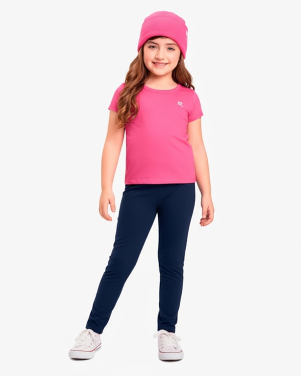 Blusa Básica Infantil Manga Curta em Meia Malha - Kely Kety - Blossom