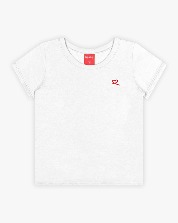 Blusa Básica Infantil Manga Curta em Meia Malha - Kely Kety - Branco