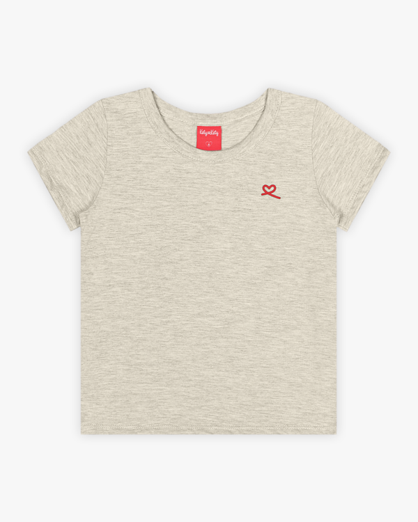 Blusa Básica Infantil Manga Curta em Meia Malha - Kely Kety - Mescla Banana