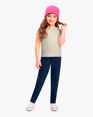 Blusa Básica Infantil Manga Curta em Meia Malha - Kely Kety - Mescla Banana