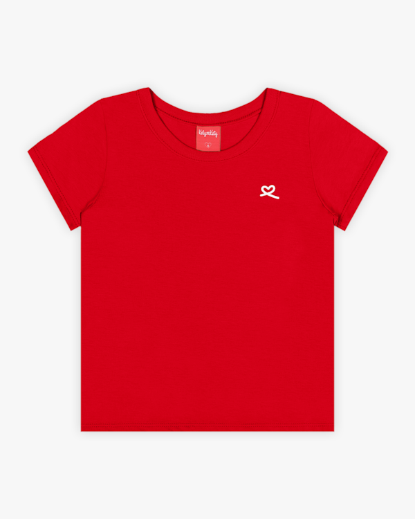 Blusa Básica Infantil Manga Curta em Meia Malha - Kely Kety - Tomato