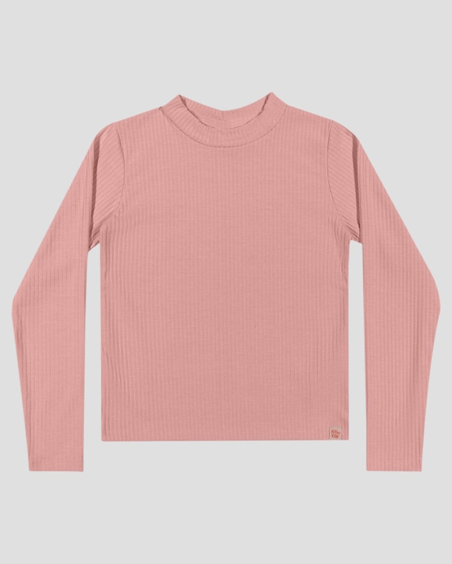 Blusa Básica Infantil Manga Longa Canelada - Kely Kety - Rosa-652259bb-ac3b-48c3-a651-4aa3bd545319