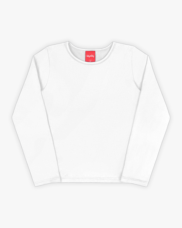Blusa Básica Infantil Manga Longa em Malha Térmica - Kely Kety - Branco