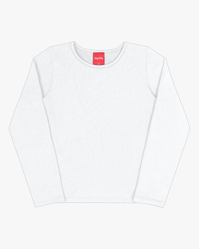 Blusa Básica Infantil Manga Longa em Malha Térmica - Kely Kety - Branco-623f2a5a-7173-4d59-8f19-7fa8a8a5045e
