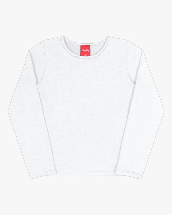 Blusa Básica Infantil Manga Longa em Malha Térmica - Kely Kety - Branco