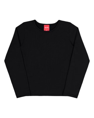 Blusa Básica Infantil Manga Longa em Malha Térmica - Kely Kety - Preto