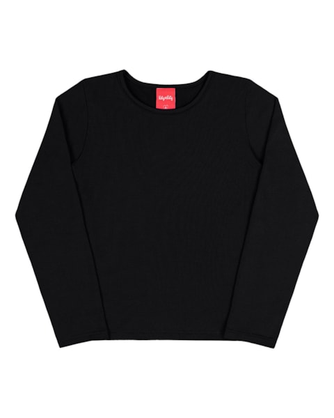 Blusa Básica Infantil Manga Longa em Malha Térmica - Kely Kety - Preto