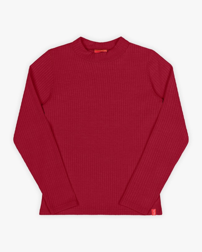 Blusa Básica Infantil Manga Longa em Ribana Canelada - Kely Kety - Vermelho-c307dd75-6522-4f8f-ac56-f8f56736f9a3