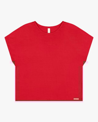 Blusa Básica Manga Curta em Cotton Cereja Rosa