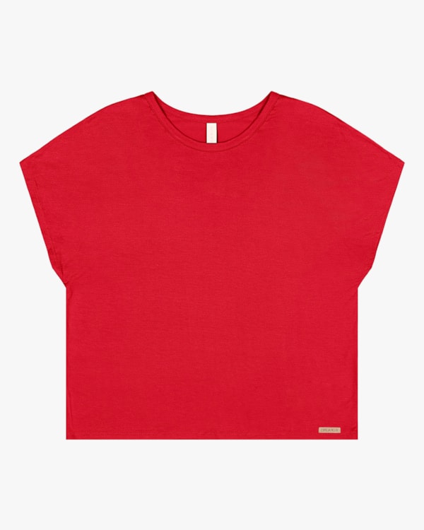 Blusa Básica Manga Curta em Cotton Cereja Rosa